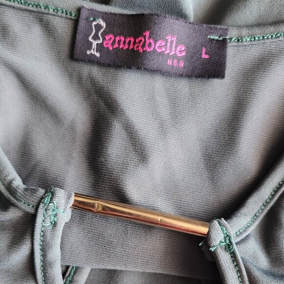 ANNABELLE Forest Green Top with Gold Bar Keyhole V-Neck | Stretchy Blouse - Picture 8 of 8